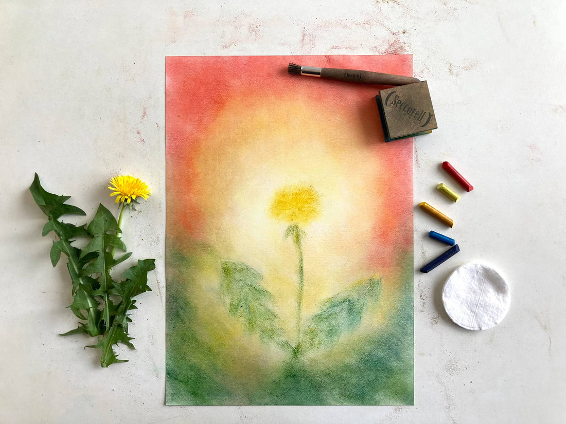 Painting instructions for a dandelion picture