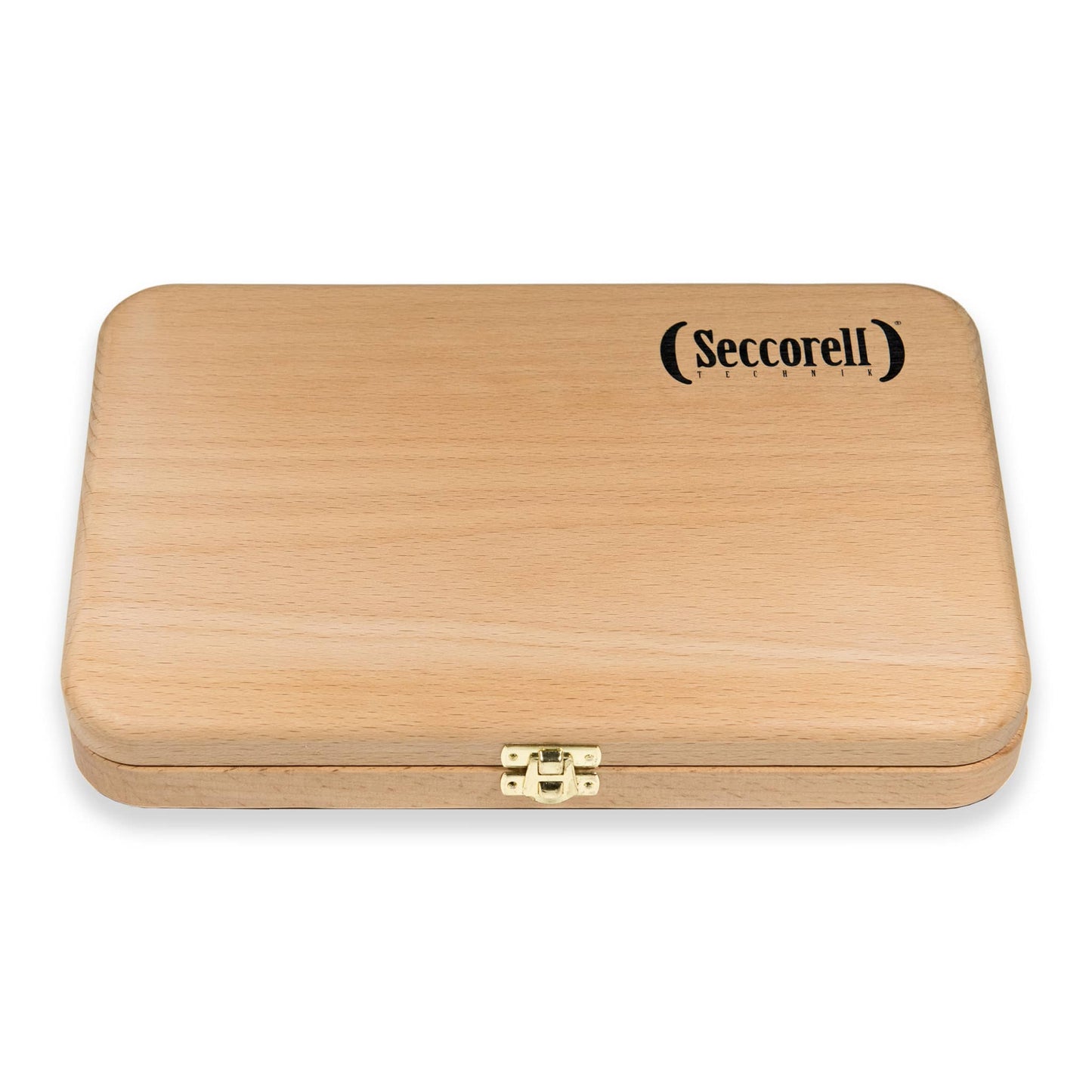 Seccorell Atelier Großbox Holz – handgefertigtes Kästchen aus Erlenholz mit Messingbeschlägen, ideal für nachhaltige Finger-Wischmalfarben.