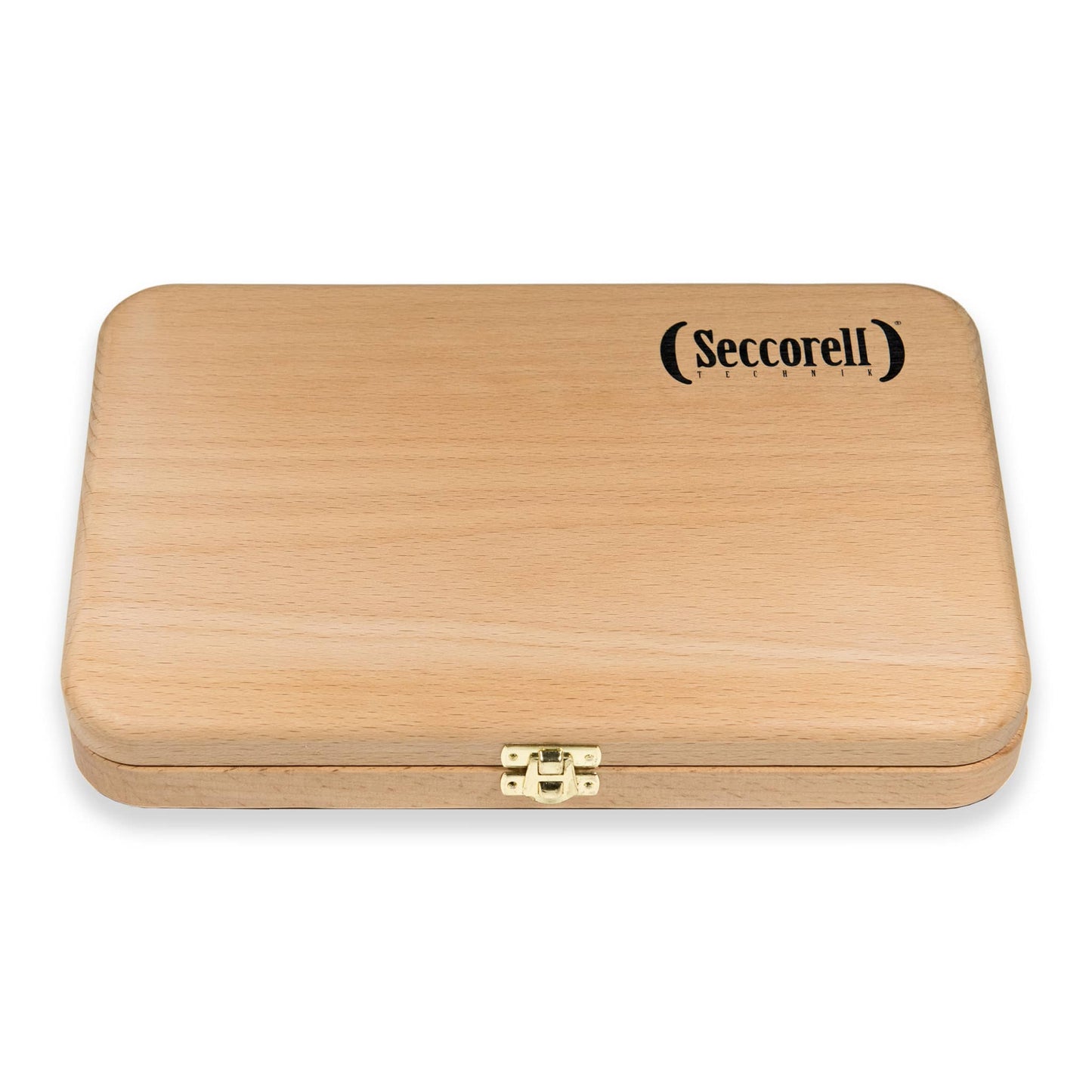 Seccorell Atelier Holz, elegante Aufbewahrung für 24 Seccorell Farbstäbchen, aus natürlichem Holz mit eingraviertem Logo – perfekt für Künstler und Kreative.