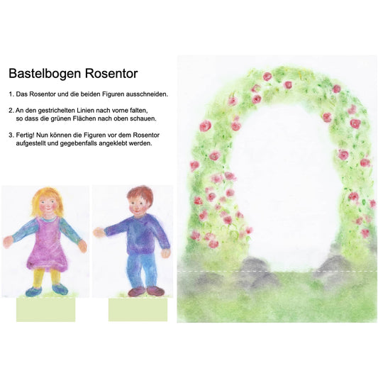 Seccorell Bastelbogen „Rosentor“ – kreativer Bastelbogen im DIN A5-Format, ideal zum Ausschneiden und Verzieren, gestaltet von Andrea Reiß
