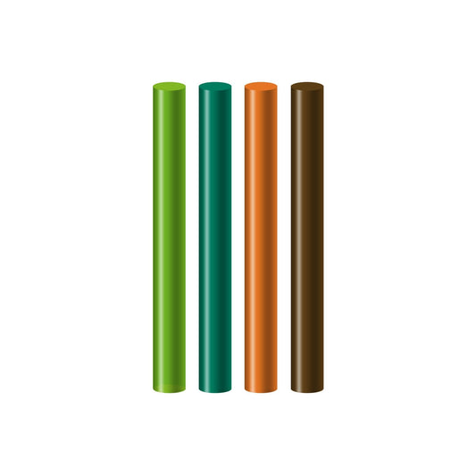 Seccorell color sticks set "Field, forest, meadow" - four natural shades (May green, blue-green, light brown, dark brown), ideal for landscape depictions of meadows, forests and fields, May green with special consistency for lifelike effects