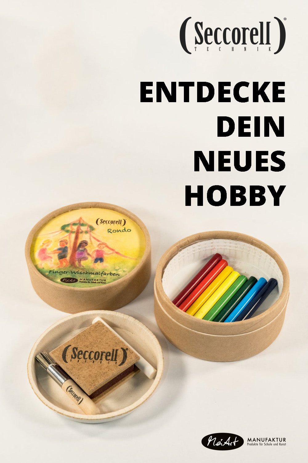 Geöffnete Seccorell Rondo mit dem Slogan "Entdecke dein neues Hobby".