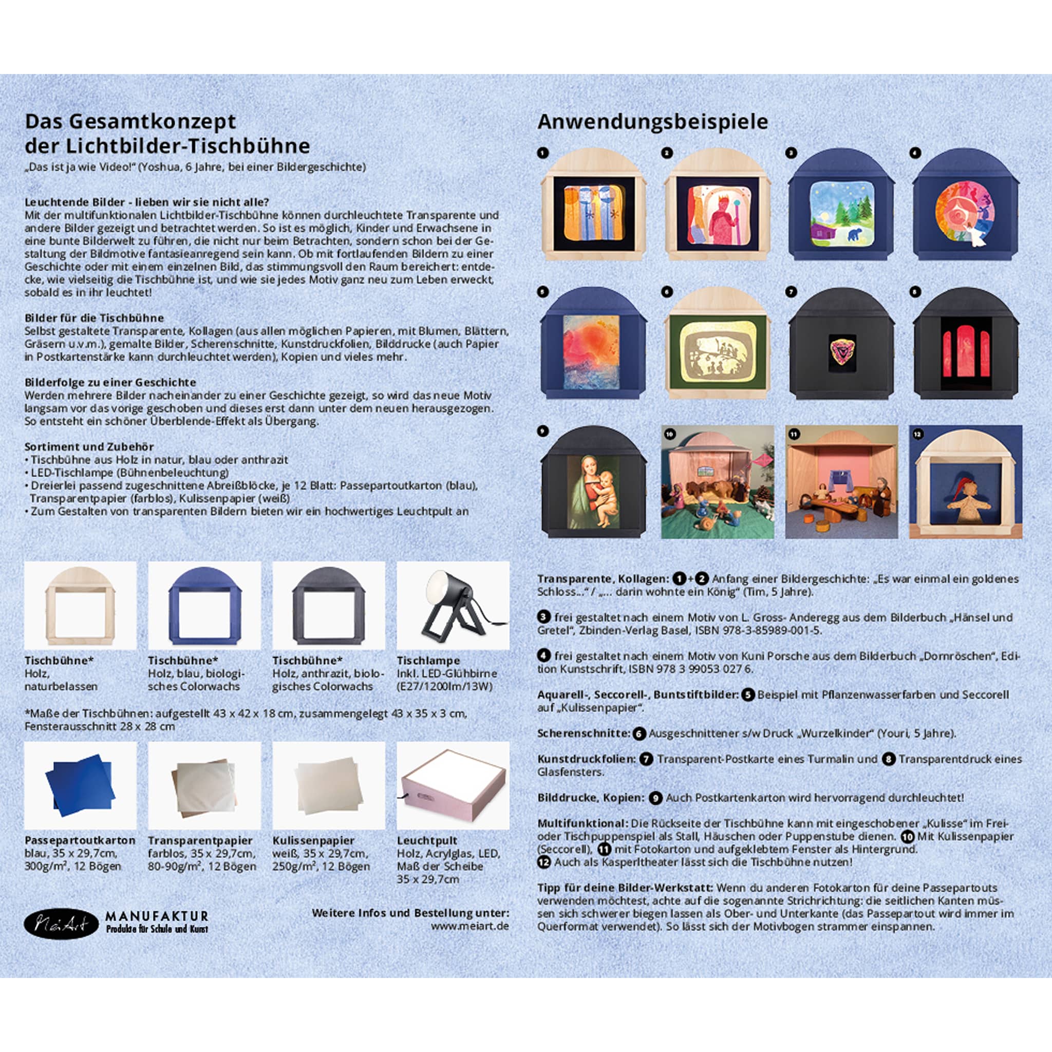 Passepartoutkarton blau / 12 Bögen