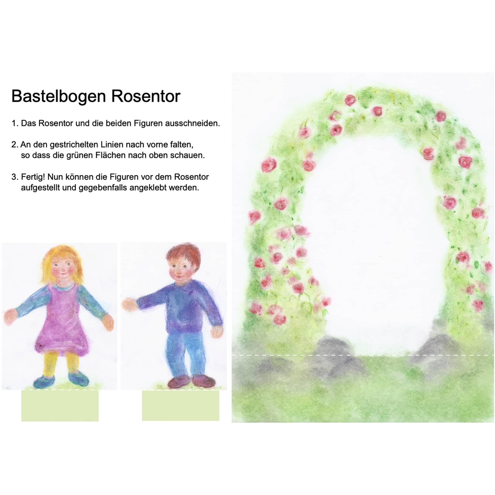 Seccorell Bastelbogen „Rosentor“ – kreativer Bastelbogen im DIN A5-Format, ideal zum Ausschneiden und Verzieren, gestaltet von Andrea Reiß