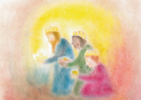 Seccorell-Postkarte "Heilige Drei Könige" mit stimmungsvoller Darstellung der weisen Monarchen.